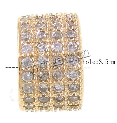 Cubic Zirconia Micro Pave Brass Beads, Tube, plated, micro pave cubic zirconia, more colors for choice, 8x5.5mm, Hole:Approx 3.5mm, Sold By PC