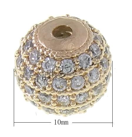 Cubic Zirconia Micro Pave Brass Beads, Drum, plated, micro pave cubic zirconia, more colors for choice, 10mm, Hole:Approx 2mm, Sold By PC