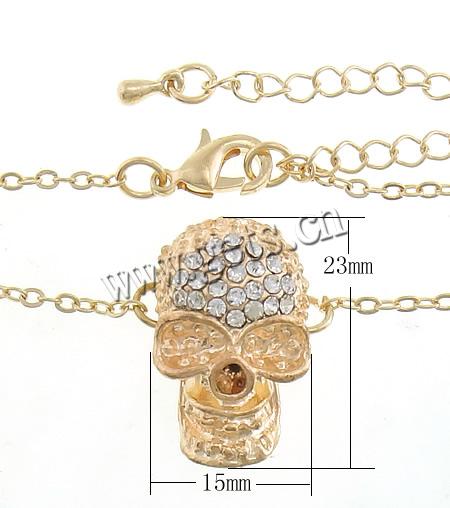 Zink Legierung Strass Armbänder, Zinklegierung, Schädel, plattiert, mit Karabinerverschluss & Kundenindividuell & mit Strass, keine, frei von Nickel, Blei & Kadmium, 15x23x8mm, Länge:ca. 10 ZollInch, verkauft von Strang