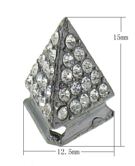 Rhinestone Zinc Alloy Beads, Cone, plated, Customized & with rhinestone, more colors for choice, nickel, lead & cadmium free, 12.5x15mm, Hole:Approx 2.5mm, Sold By PC