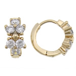 Cubic Zircon Brass Earring, real gold plated, with cubic zirconia 