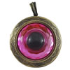 Brass Locket Pendants, with Glass, Flat Round cadmium free Approx 4mm 