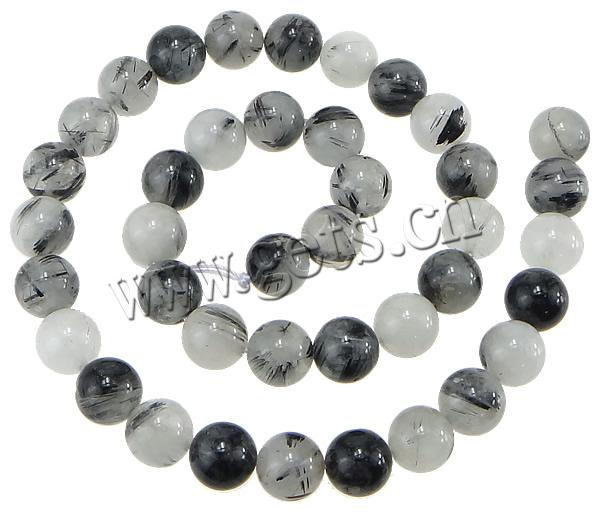 Perles Quartz rutile, Rond, naturel, multiple tailles pour le choix, grade A, Trou:Environ 1mm, Longueur:16 pouce, Vendu par kg