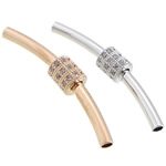 Cubic Zirconia Micro Pave Brass Beads, Tube, plated, micro pave cubic zirconia Approx 2mm 