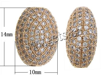 Zirkonia Micro pflastern Korn, Messing, flachoval, plattiert, Micro pave Zirkonia, keine, 10x14x7mm, Bohrung:ca. 2mm, verkauft von PC