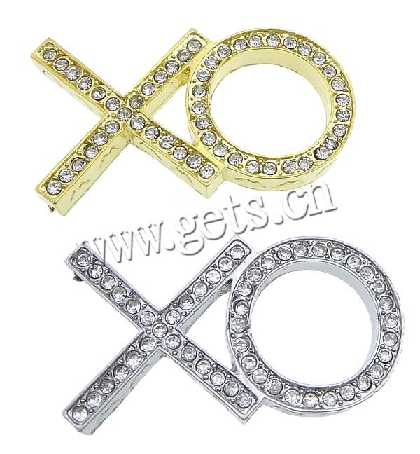 Conector de aleación de Zinc de diamantes de imitación, chapado, Modificado para requisitos particulares & con diamantes de imitación & 1/1 aro, más colores para la opción, 39x21x5mm, agujero:aproximado 2mm, Vendido por UD