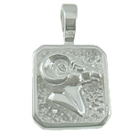 Pendentifs animaux en argent, argent sterling 925, rectangle, Placage, martelé, plus de couleurs à choisir Environ 5mm, Vendu par PC