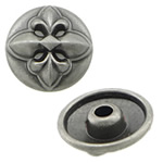 Zink Legierung Claw Rivet, Zinklegierung, flache Runde, metallschwarz plattiert, mit Blumenmuster, frei von Kadmium, 14x6mm, 5mm, Bohrung:ca. 2.5mm, verkauft von PC