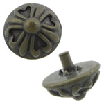 rivet de griffe en alliage zinc , alliage de zinc, dôme, Plaqué de couleur de bronze antique, avec le motif de fleurs, sans cadmium 2mm Environ 1mm, Vendu par PC