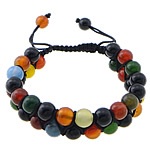 agate mixte bracelet de Woven Ball, avec corde en nylon, 8mm, 8mm Environ 6-10 pouce, Vendu par brin