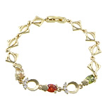 Cubes bracelets en laiton zircone, Placage de couleur d'or, avec strass, sans cadmium Environ 8 pouce, Vendu par brin