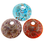 Lampwork Pendants, Flat Round, handmade, gold powder & silver foil Approx 8.5mm 