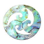 Abalone Shell Pendants, Flat Round, natural 