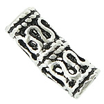 Bali Sterling Silber Perlen, Thailand, Rohr, hohl & Schwärzen, 4x10mm, Bohrung:ca. 2.5mm, verkauft von PC