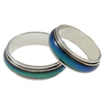 bague d'humeur en émail, avec laiton, Placage de couleur platine, émail selon l'humeur, couleurs mélangées, protéger l'environnement, sans nickel, plomb et cadmium - Environ 16-20mm Environ îte, Vendu par boîte