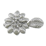 Messing Magnetverschluss, Blume, plattiert, keine, 24x15x9.5mm, Bohrung:ca. 2mm, verkauft von PC