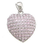 Pendentifs en laiton zircon cubique (CZ), coeur, Placage, Micro Pave 91 pcs de zircone cubique, plus de couleurs à choisir Environ Vendu par PC