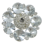 Bijoux broche en Zinc alliage , alliage de zinc, avec cristal, fleur, Placage de couleur platine, facettes & avec strass, transparent Vendu par PC