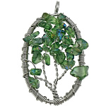 Pendentifs en laiton cristal, avec cristal, ovale, plaqué de couleurs, vert pois Environ 5mm, Vendu par PC