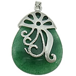 Pendentifs de Jade, avec laiton, larme, Placage de couleur platine Environ Vendu par PC