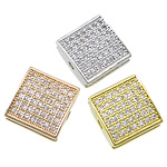 Cubic Zirconia Micro Pave Brass Beads, Square, plated, micro pave cubic zirconia Approx 2mm 