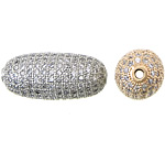 Cubic Zirconia Micro Pave Brass Beads, Oval, plated, micro pave cubic zirconia Approx 2mm 