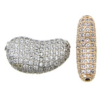 Cubic Zirconia Micro Pave Brass Beads, Mango, plated, micro pave cubic zirconia Approx 2mm 