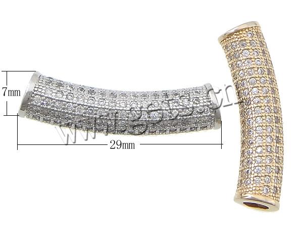 Cubic Zirconia Micro Pave Brass Beads, Tube, plated, micro pave cubic zirconia, more colors for choice, 29x7mm, Hole:Approx 4mm, Sold By PC