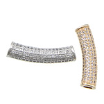 Cubic Zirconia Micro Pave Brass Beads, Tube, plated, micro pave cubic zirconia Approx 4mm 