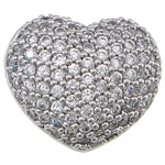 Cubic Zirconia Micro Pave Brass Beads, Heart, plated, micro pave cubic zirconia Approx 