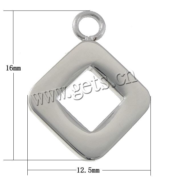 Unbearbeitetes Schild aus Edelstahl, 304 Edelstahl, Rhombus, Kundenindividuell, originale Farbe, 12.5x16x2mm, Bohrung:ca. 2.2mm, verkauft von PC