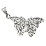 Cubic Zirconia Brass Pendants, Butterfly, plated, with cubic zirconia Approx 