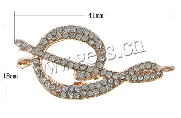 Conector de aleación de Zinc de carta, chapado, Modificado para requisitos particulares & con diamantes de imitación & 1/1 aro, más colores para la opción, 41x18x2mm, agujero:aproximado 2mm, Vendido por UD