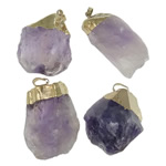 Amethyst Anhänger, mit Zinklegierung, goldfarben plattiert, Februar Birthstone, 25x50-31x48mm, Bohrung:ca. 10x6mm, verkauft von PC