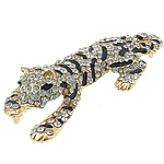 Rhinestone Zinc Alloy Ornaments, Tiger, gold color plated, enamel & with rhinestone, cadmium free 