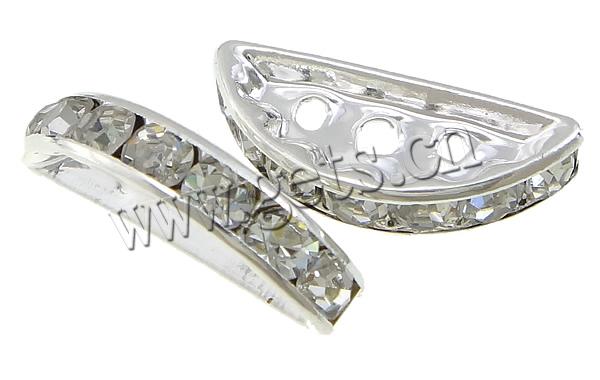 La mitad Ronda Puente Rhinestone Spacer, metal, Luna, chapado, 3-aro & con diamantes de imitación de Mideast, más colores para la opción, 3x19mm, agujero:aproximado 2mm, Vendido por UD