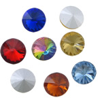 Parche de Diamantes de Imitacion, Cristal, Redondo aplanado, chapado en plata real, espalda rivoli & facetas, más colores para la opción, 12x12x6mm, aproximado 144PCs/Bolsa, Vendido por Bolsa