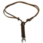 Peau de vache Zinc alliage collier, cuir de peau de vache, avec alliage de zinc, couleur de café Environ 35.4 pouce, Vendu par brin