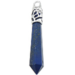 Lapislazuli Anhänger, natürlicher Lapislazuli, mit Messing, Pendel, Platinfarbe platiniert, 12x62x12mm, Bohrung:ca. 4mm, verkauft von PC