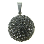 Rhinestone Stainless Steel Pendants, with Stainless Steel, Round Approx 