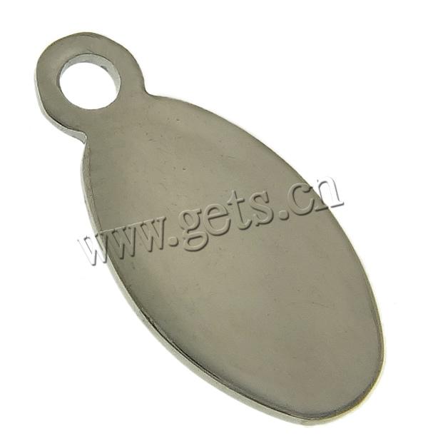 Stainless Steel Tag Charm, 304 Stainless Steel, Flat Oval, Customized, original color, 6x13x0.5mm, Hole:Approx 1.5mm, Sold By PC