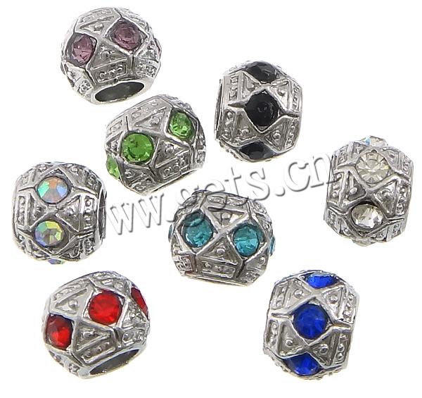 Rhinestone Zinc Alloy European Beads, Rondelle, plated, Customized & without troll, more colors for choice, cadmium free, 8.5x11mm, Hole:Approx 5mm, Sold By PC