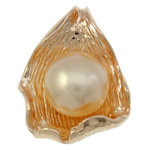 Kultivierten Süßwasser Perle Messing Anhänger, Blatt, Rósegold-Farbe plattiert, keine, 17.5x23x10mm, Bohrung:ca. 3x5mm, verkauft von PC
