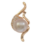 pendentif en laiton de perle d'eau douce cultivée, Plaqué de couleur d'or rose, pavé de micro zircon, plus de couleurs à choisir Environ Vendu par PC