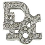 Zinc Alloy Letter Slide Charm, Rhinestone, with Zinc Alloy Approx 