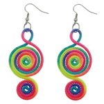 Handmade Nylon Earring, iron earring hook, Calabash, platinum color plated, multi-colored, nickel, lead & cadmium free 