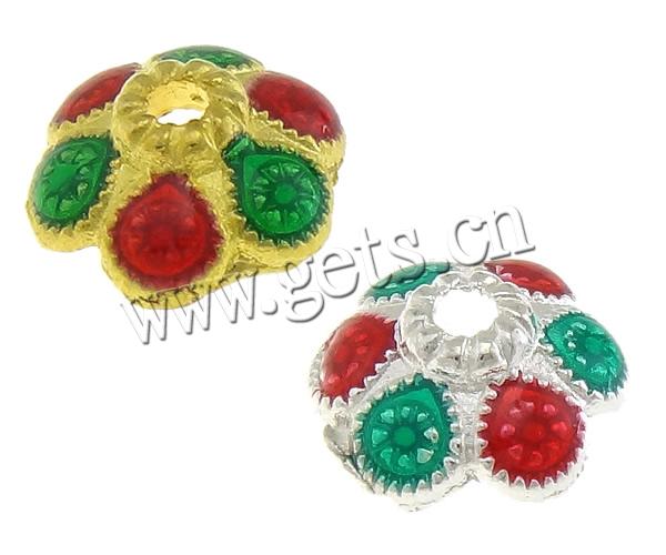 Brass Bead Cap, Flower, plated, enamel, more colors for choice, 10x11x4mm, Hole:Approx 2mm, Sold By PC