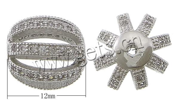 Zirkonia Micro pflastern Korn, Messing, oval, plattiert, Micro pave Zirkonia & hohl, keine, 12mm, Bohrung:ca. 1mm, verkauft von PC