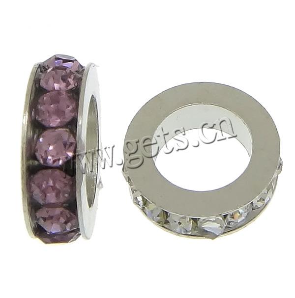 Perles intercalaires en alliage de zinc, beignet, Placage, Personnalisé & avec strass, plus de couleurs à choisir, sans cadmium, 3x11mm, Trou:Environ 6mm, Vendu par PC