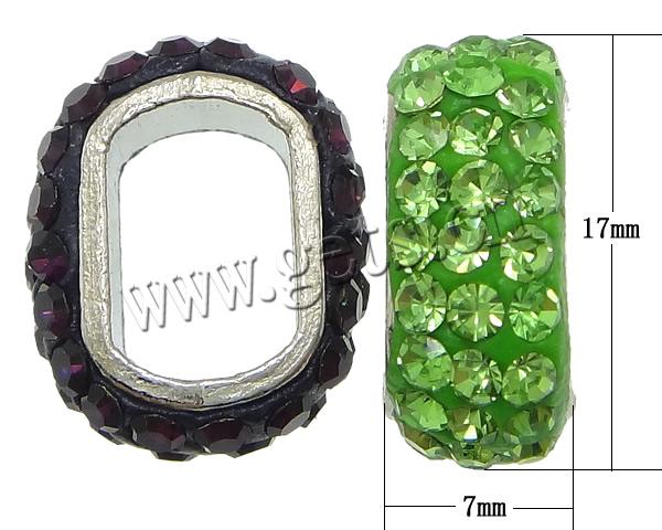 Strass Ton befestigte Perlen, Strass Ton befestigte Perelen, mit Zinklegierung, oval, plattiert, Kundenindividuell & großes Loch, keine, 17x7x14mm, Bohrung:ca. 7x10.5mm, verkauft von PC